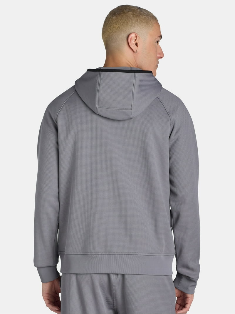 Athletic Works Men's Grid Tech Fleece Quarter Zip Pullover Hoodie