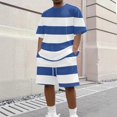 thumbnail image 2 of Clossjun Short Sets for Men, Men's 2 Piece Color Block Outfits, Summer T-Shirt and Shorts Set, Casual Workout Tracksuits, 2 of 4