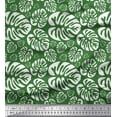 thumbnail image 1 of Soimoi Green Cotton Jersey Fabric Monstera Leaves Print Fabric by the Yard 58 Inch Wide, 1 of 3