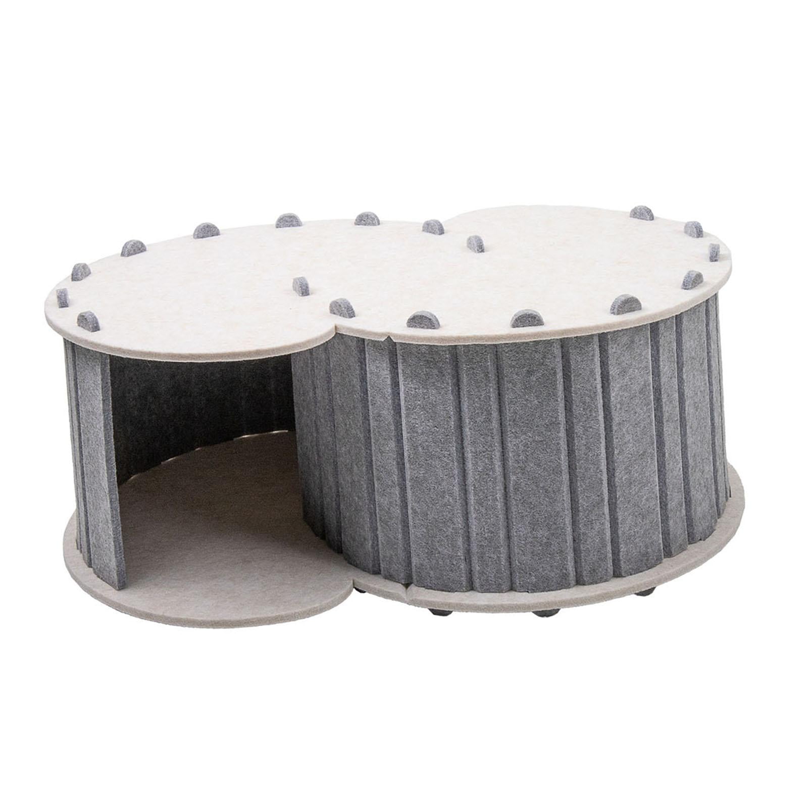 Stgfyxgs Cat Tunnel Bed, Pet Cat House All Seasons Hideout Portable Breathable with 2 Holes Removable Cover Compact Cat Nest Hideaway Cave Gray