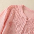 thumbnail image 5 of Womens Summer Gauze Tops Vintage Floral Embroidered 3/4 Sleeve Top Loose Fit Boho Dressy Casual Blouses Trendy, 5 of 7