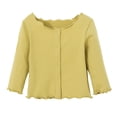 thumbnail image 3 of Aihuaihua Toddler Shirt Girls' Cardigan Top Ruffle Trim Scalloped Edge Casual Long Sleeve Tops Blouse for Baby Kids 6M-5Y Yellow 12-18 Month, 3 of 7