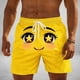 thumbnail image 1 of Ceisia Men's Bright Yellow Starry-Eyed Crush Emoji Print Beach Shorts 4-Way Stretch Drawstring Swim Trunks Gifts, 1 of 5