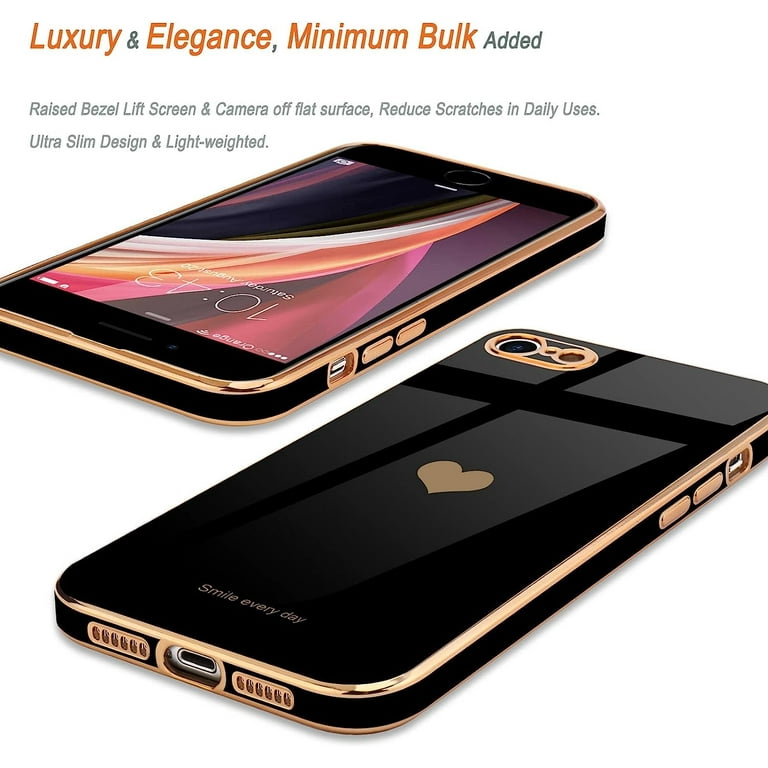 Mionbel iPhone SE, 7, 8 Case, Love-Heart Bling Plating Soft