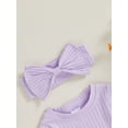 thumbnail image 5 of FEORJGP Toddler Baby Girl 2Pcs Summer Outfits 0 3M 6M 9M 12M 18M Infant Solid Short Sleeve Jumpsuits Crew Neck Ribbed Rompers with Headband Set Newbors Fashion Basic Casual Clothes for Daily, 5 of 6