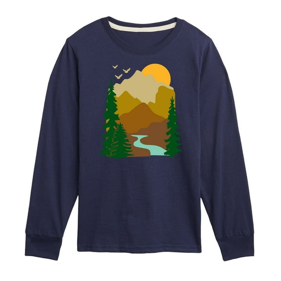 Instant Message - Outdoor Mountain Scene - Toddler & Youth Long Sleeve Graphic T-Shirt