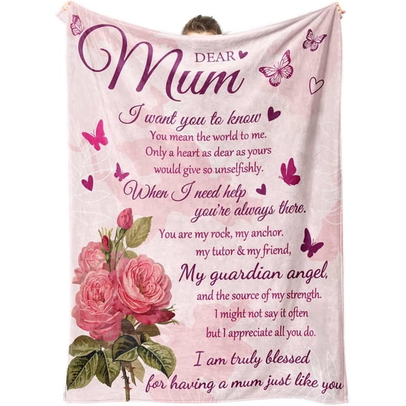 Mum Birthday Gifts, Blankets With Love Sayings Presents for Mummy Women from Daughter Son on Valentines Christmas Mothers Day Thanksgiving 60 * 50 in