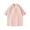 thumbnail image 4 of Fnnxeal Mens Summer T-Shirts Solid Casual Outdoor Short Sleeve Crew Neck Pink Shirts for Men Size 2XL, 4 of 4