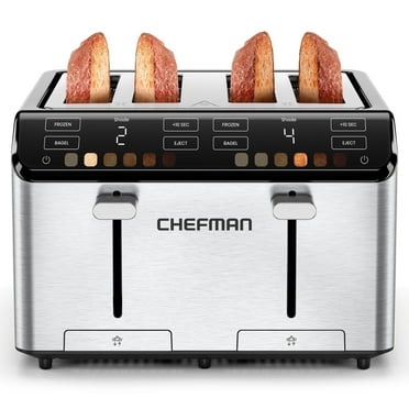 Chefman 4 Slice Toaster w/ Touchscreen Shade Settings, Stainless Steel