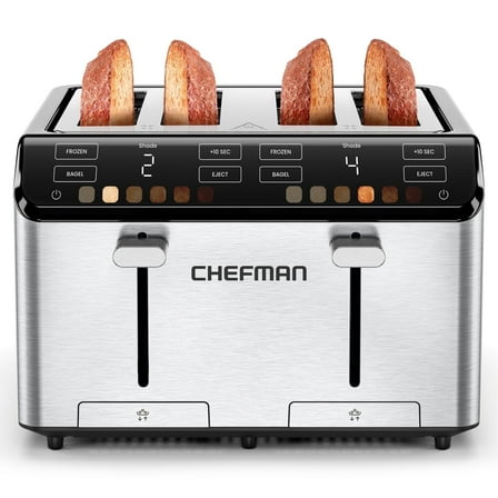 Chefman 4 Slice Toaster w/ Touchscreen Shade Settings, Stainless Steel