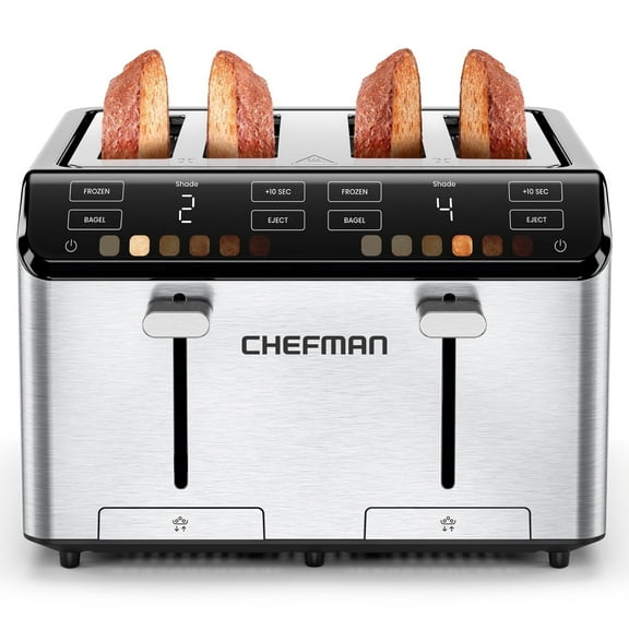 Chefman 4 Slice Toaster w/ Touchscreen Shade Settings, Stainless Steel