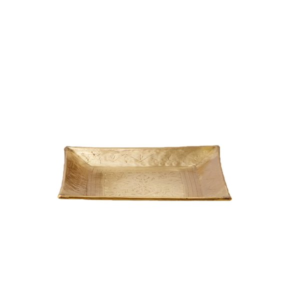 Serene Spaces Living Large Antique Square Brass Tray, Decorative Metal Tray Use as Holder for Accessories, Candles, Jewelry, Fruits, Centerpiece for Kitchen or Dining Table, 12.5" Square & 1.25" Tall