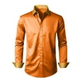 thumbnail image 4 of NTACZA Disco Big and Tall Shirts for Men Solid Long Sleeve Orange Button Down Shirt Party Satin Men Classic Fit Shirts XXXXXL, 4 of 8