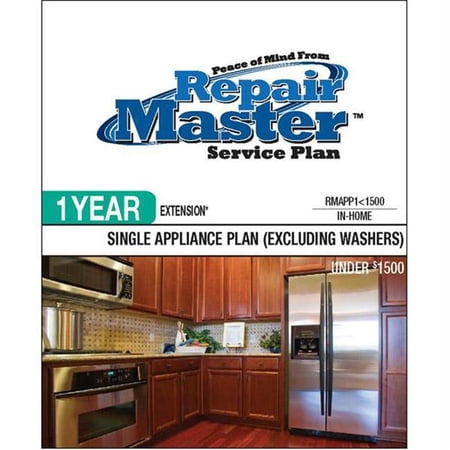 Repair Master RMAPP1 1500 1-Yr Extension Single Appliance-No Washer - Under $1,500
