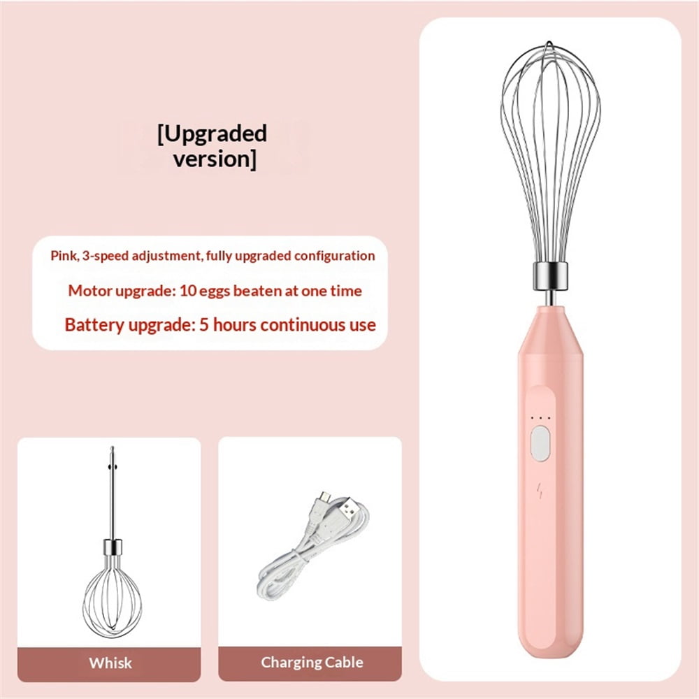 Electric Egg Beater, Cordless Hand Mixer 3 Speeds for Home Baking For Eggs Milkshakes Cream Butter (pink)