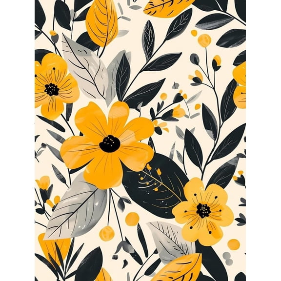 Waterproof Floral Outdoor Area Rug 4x6 Black Yellow Beige Country Rustic Flower Pattern Outdoor Rug for Deck Balcony Backyard Machine Washable No Slip Kitchen Porch Outside Carpet Floor Mat