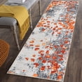 thumbnail image 2 of Washable Runner Rug 2x6ft – Modern Abstract Watercolor Boho Style, Non-Slip Low Pile Foldable Carpet for Hallway, Bedroom, Living Room, Kitchen – Orange Gray, 2 of 8
