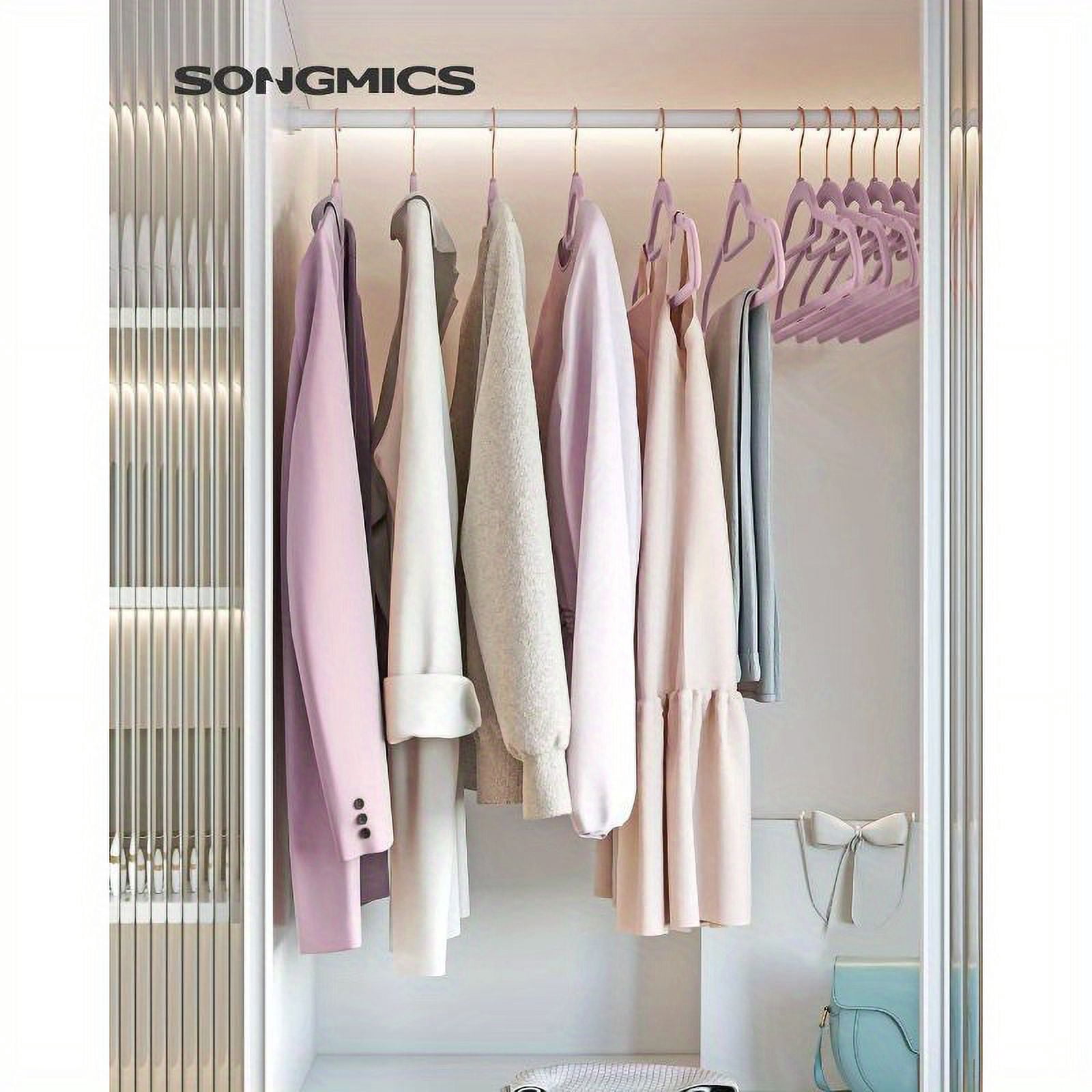 Velvet Hangers, Set of 50 Clothes Hanger with Rose Gold Swivel Hook, Non-Slip, and Space-Saving, 0.2-Inch Thick, 17.1-Inch Long for Coat, Shirt, Dress, Pants, Tie