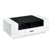 GeeHome White and Black Coffee Table with Storage