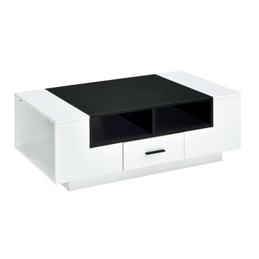 GeeHome White and Black Coffee Table with Storage