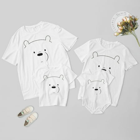 

Family Mama Papa Baby Bear Matching T shirt for Moms & Dads - White Baby Romper 12-18M
