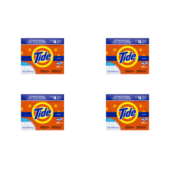 Tide Original Powder Laundry Detergent with Acti-Lift Crystals( 3.7 lb x 4)– 4 Pack
