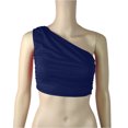 thumbnail image 1 of Timegard Tank Top for Women Solid Color 1 Shoulder Cropped Comfy Fitting Slim Ruched Casual Tee Top, 1 of 3