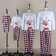 thumbnail image 5 of Xmarks Matching Family Pajamas Sets Christmas Pj's with Reindeer Print Long Sleeve Top and Plaid Printed Long Pant Holiday Home Xmas Family Sleepwear Set, 5 of 9