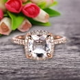 thumbnail image 3 of 1.75 Carat Cushion Cut Morganite Engagement Ring Wedding Ring Promise Ring 10k Rose Gold Claw Prong Stacking Band Anniversary Gift, 3 of 6