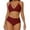 Red, variant on Swim Suits for Women Solid Color Bikini Sets for Women Split Special Fabric Bandeau Swimwears Activewear,Brown,S