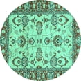 thumbnail image 1 of Ahgly Company Indoor Round Oriental Turquoise Blue Modern Area Rugs, 3' Round, 1 of 4