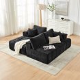 thumbnail image 5 of Leumius 108" L-Shaped Sectional Sofa,Chenille Boneless Couch, Modern 3-Seat Upholstered Cloud Couch Sectional with Deep Seat and Cup Holders for Living Room,No Assembly Required,Black, 5 of 14