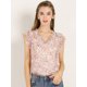 thumbnail image 2 of INSPIRE CHIC Blusa floral de gasa con mangas casquillo y volantes con cuello en V y volantes para mujer Rosa S, 2 of 6