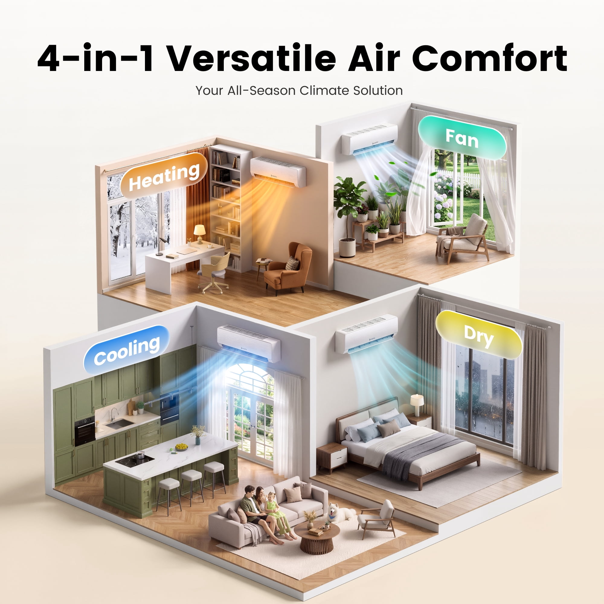 Waykar 12000 BTU 115V 22 SEER2 Energy Star Mini Split Air Conditioner & Heat Pump, WiFi Alexa Enabled, Pre-Charged R32 Eco Refrigerant, DIY-Friendly Installation Kit