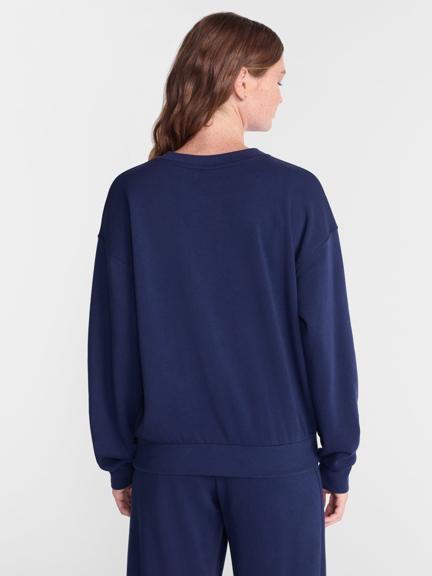 No Boundaries Pullover Crewneck Sleep Top with Long Sleeves, Women's XXS-3X