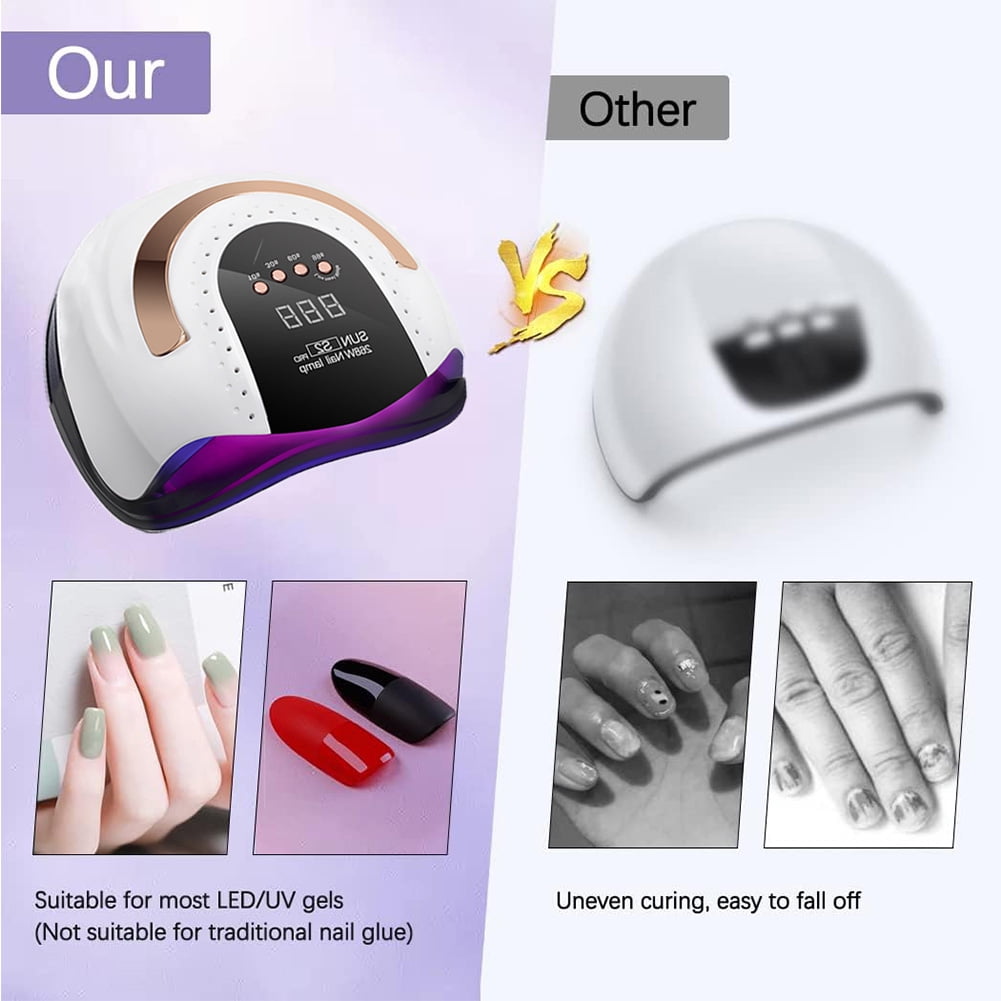 DEISNGB 268W UV LED Nail Lamp, Nail Dryer for Gel Polish,UV Light For Gel Nails, 4 Timers UV Nail Lamp Professional Nail Light, 57Pcs Lamp Beads and Automatic Sensor(White)