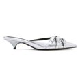 thumbnail image 3 of XYD Women Mules Layered Buckles Pointed Toe Tapered Low Heel Slippers Slip-on Fashion Sandals Casual Dressy Shoes Size 11 Silver, 3 of 4