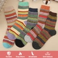thumbnail image 2 of 5 Pairs Women's Winter Socks,Warm Soft Full Cushion Crew Socks--Double thick needle-Mixed color-vintage-Mixed color, 2 of 5