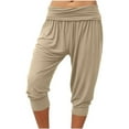 thumbnail image 4 of vigerkar Yoga Pants for Women High Waist Solid Color Capri Lounge Pants Summer Casual Capri Pant Loose Fit Athletic Capri Pants (Khaki, M), 4 of 8