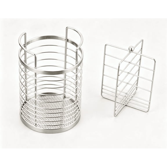 Rotatable Stainless Steel Utensil Caddy, Divided Compartment Flatware Organizer, Household Kitchen Cutlery Holder for Chopsticks Spoons Forks Knives Restaurant Tableware Storage Rack