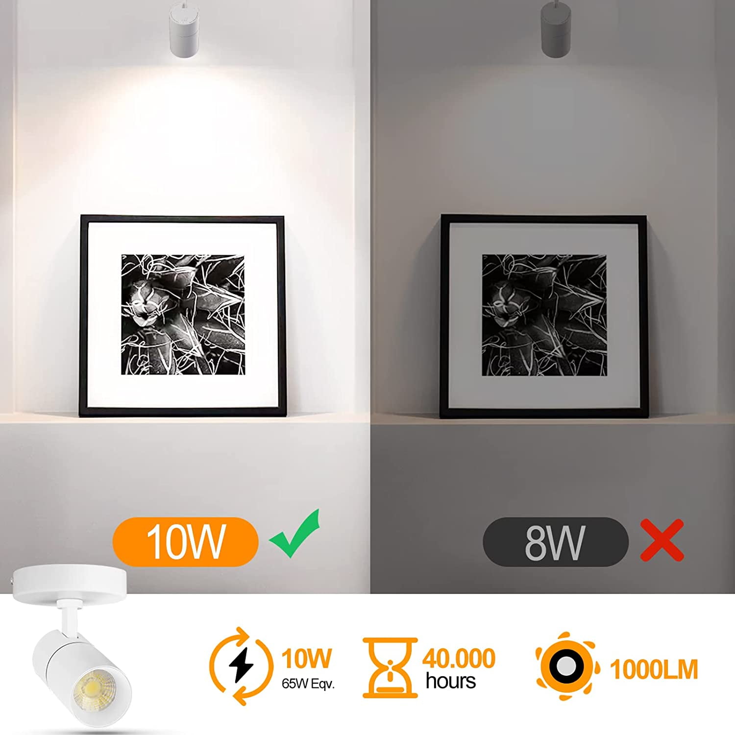VANoopee 3-Color Dimmable LED Ceiling Spotlight Flush Mount Adjustable Spotlight Directional Spot Lights Indoor Bright Accent Fixture for Living Room Bedroom - CRI90 36° Flicker Free 10W 1000lm White