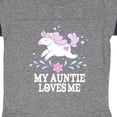 thumbnail image 3 of Inktastic My Auntie Loves Me Unicorn Girls Baby Bodysuit, 3 of 4