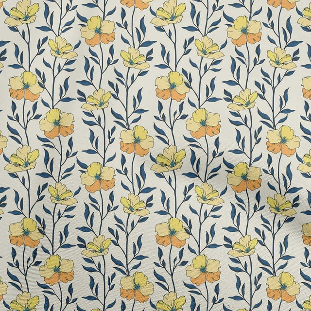 oneOone Viscose Chiffon Light Yellow Fabric Floral Sewing Craft Projects Fabric Prints By Yard 42 Inch Wide