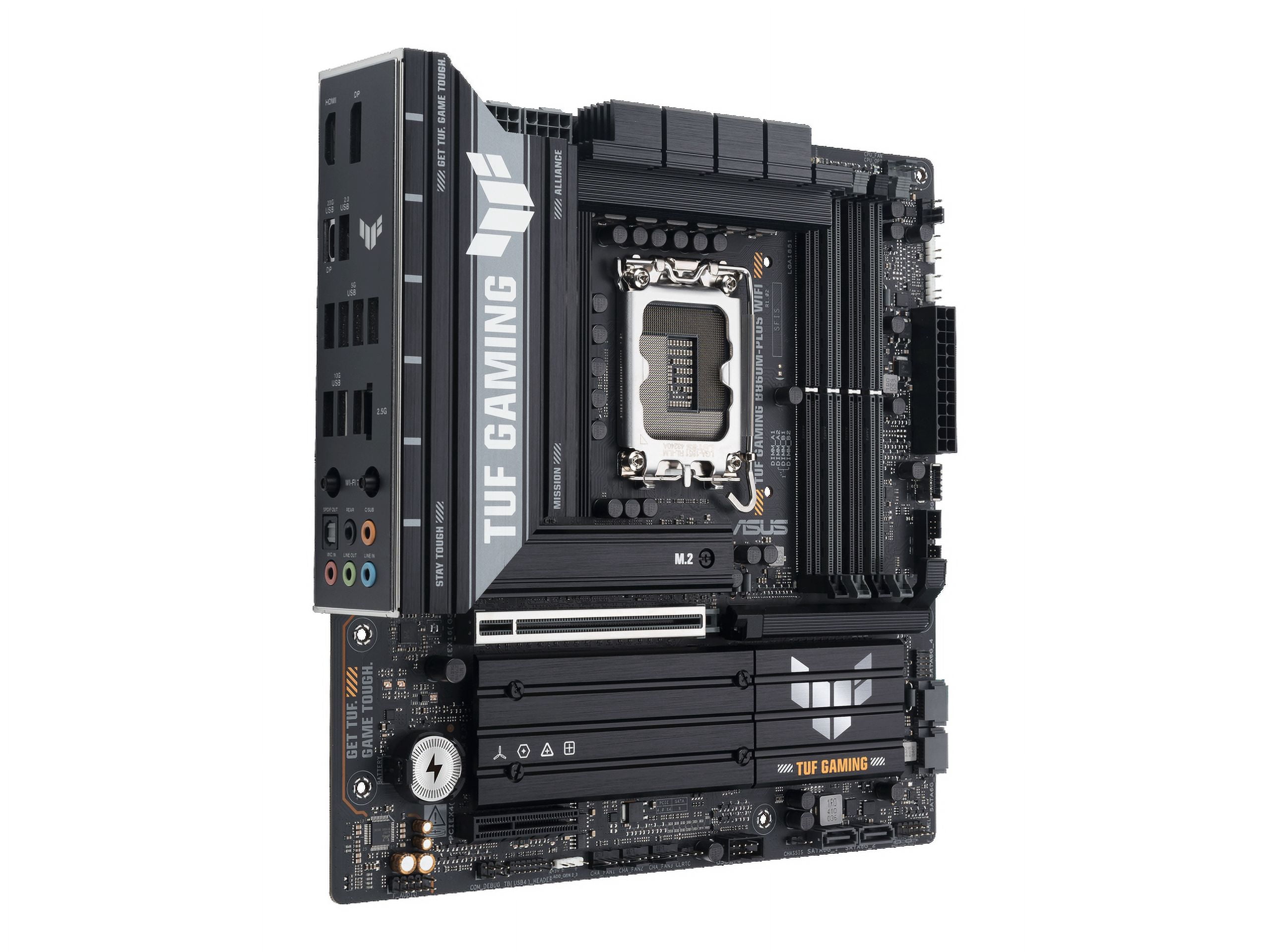 ASUS TUF GAMING B860M-PLUS WIFI B860 LGA 1851 mATX motherboard, Intel Core Ultra Series 2 Ready, AI PC, 12+1+2+1 80A stages, DDR5 ,PCIe 5.0, 3x M.2, Wi-Fi 7,  2.5G LAN, HDMI, USB 20Gbps Type-C