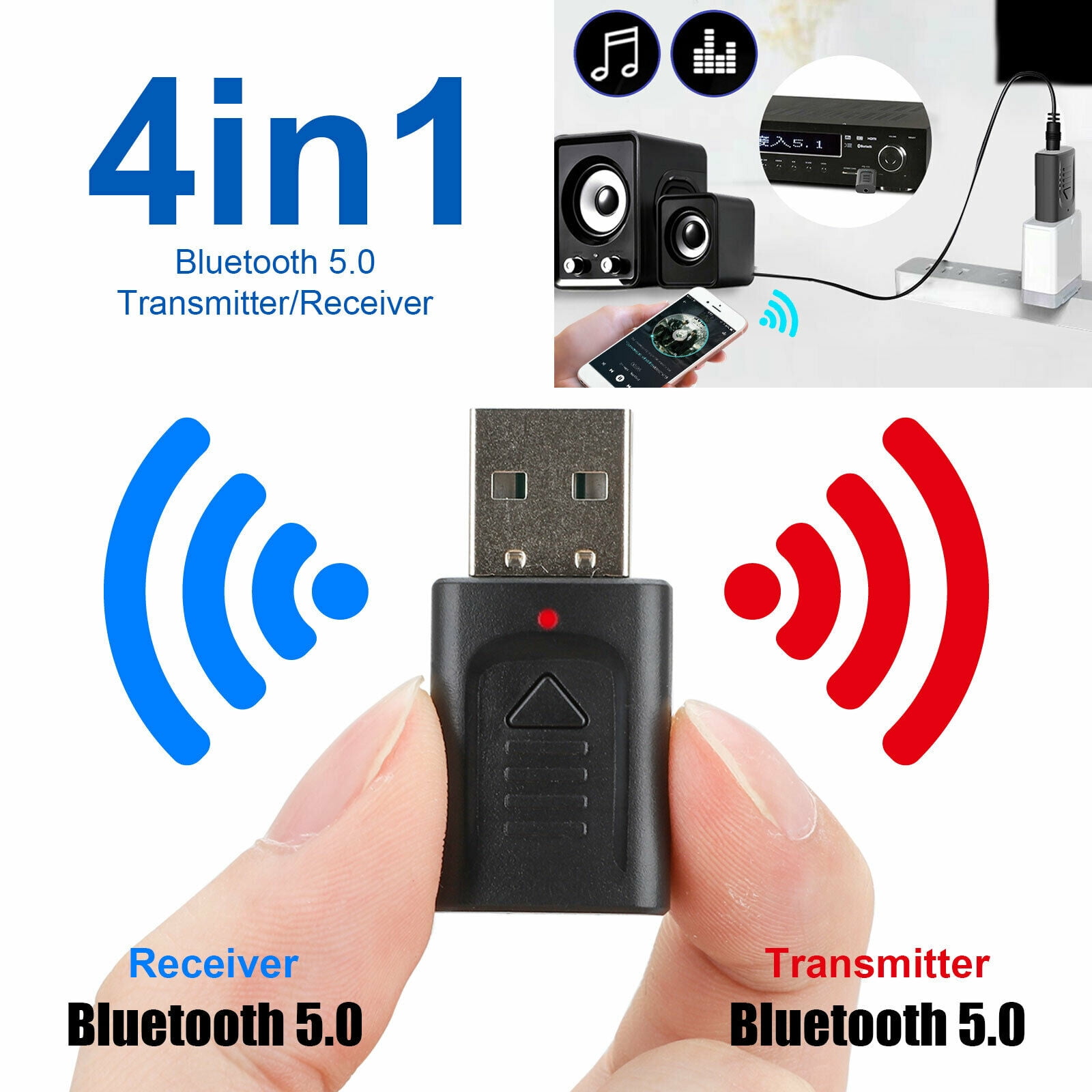Wireless Bluetooth 4.0 Transmitter Stereo Music Audio Adapter 3.5mm For TV PC CH