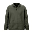 thumbnail image 6 of ZVAVZ Mens Knit Polos Shirts Long Sleeve Textured Collared T-Shirt Solid Loose Fit Vacation Tops Fashion Breathable Beach Tee Shirt Army Green XXL, 6 of 6