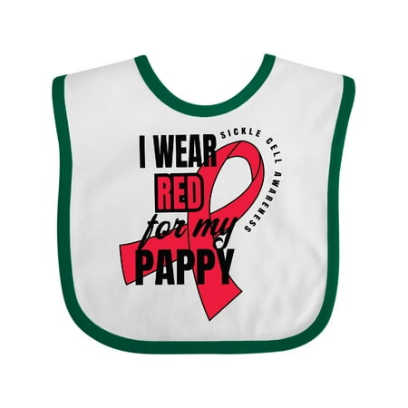 

Inktastic Sickle Cell Awareness I Wear Red For My Pappy Gift Baby Boy or Baby Girl Bib