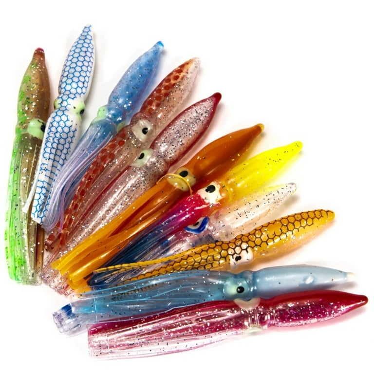 RONSHIN 10pcs/pack Soft Octopus Fishing Lures Set For Jigs 8cm Mixed Color  Luminous Octopus Skirts 
