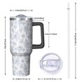 thumbnail image 2 of 40oz Pioneer Flower Floral Print Pattern Insulated Tumbler with Handle, BPA-Free Leak Proof Lid and Straws, Double Wall Vacuum, Hot 12h/Cold 34h, 2 of 6