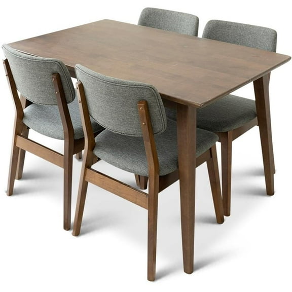 Alma Modern Small Solid Wood Walnut Kitchen & Dining Room Table and Chairs for 4